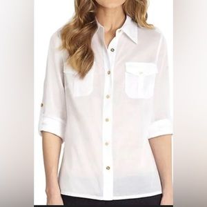 6 Tory Burch white sheer button down